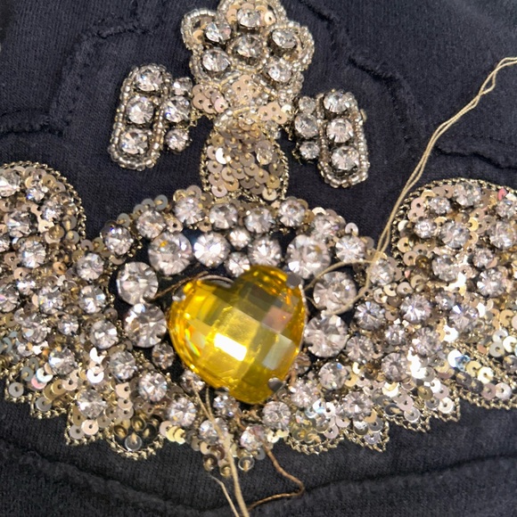 Twisted heart shirt love heart hoodie sweatshirt Y2k 90’s crystal rhinestone - Picture 3 of 9